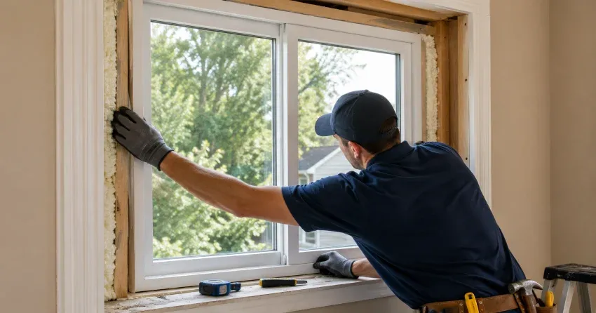 close-up of Low-E glass coating on an insulated window West Side, Port Colborne