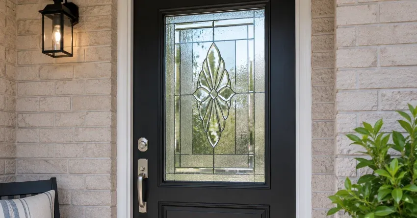technician replacing a cracked decorative glass panel in West Side, Port Colborne