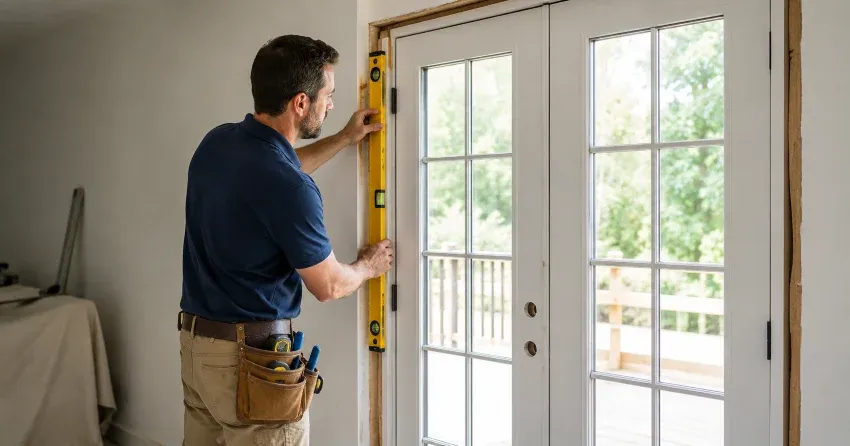 newly installed French doors with divided glass panes in Downtown Port Colborne, Port Colborne
