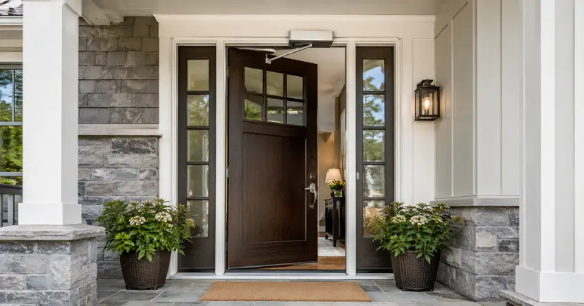 residential automatic door opener installed on exterior entry door in West Side, Port Colborne