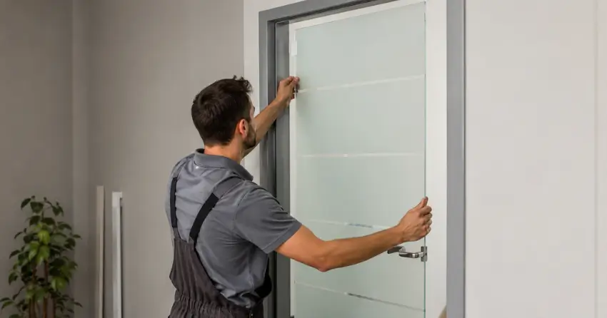 frosted glass interior door panel installation in Echo Beach, Port Colborne