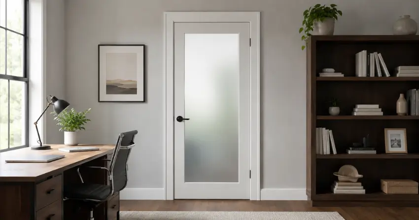 frosted interior door installed in home office in Echo Beach, Port Colborne