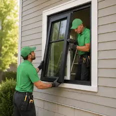 Finished door and window work seen from outside